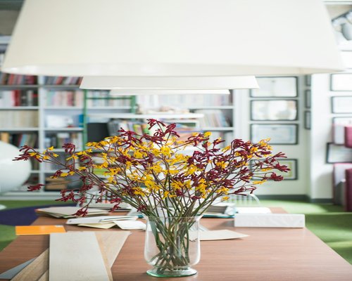 A bright, cozy modern editorial office space in Bogota with large windows
